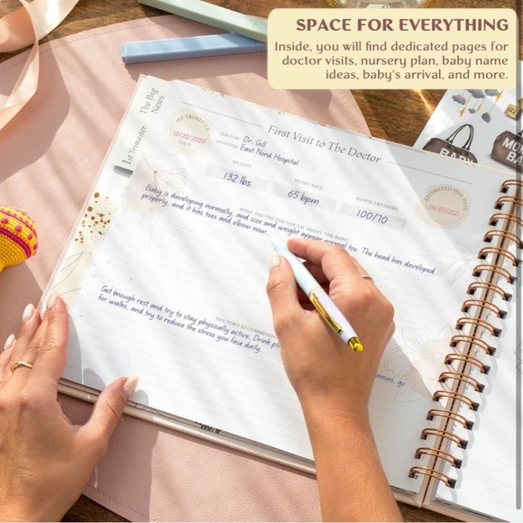 Pregnancy Journal & Memory Book Great First Time Mom Gift Keepsake Rose Gold NIP - Picture 3 of 16